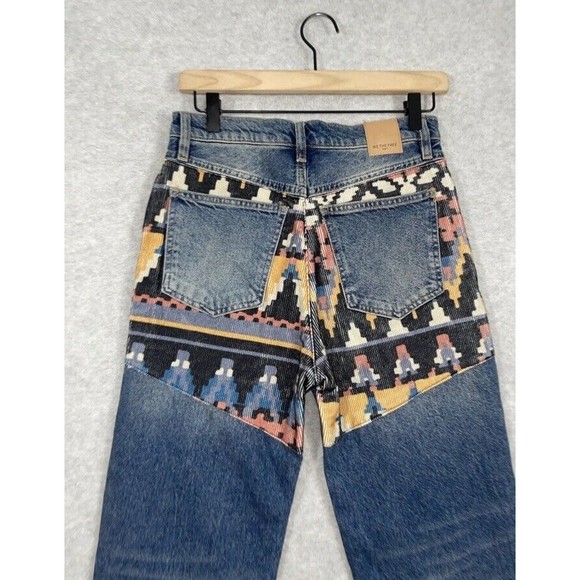 Free People Straight Leg Jeans with Patterned Accents - Picture 4 of 9